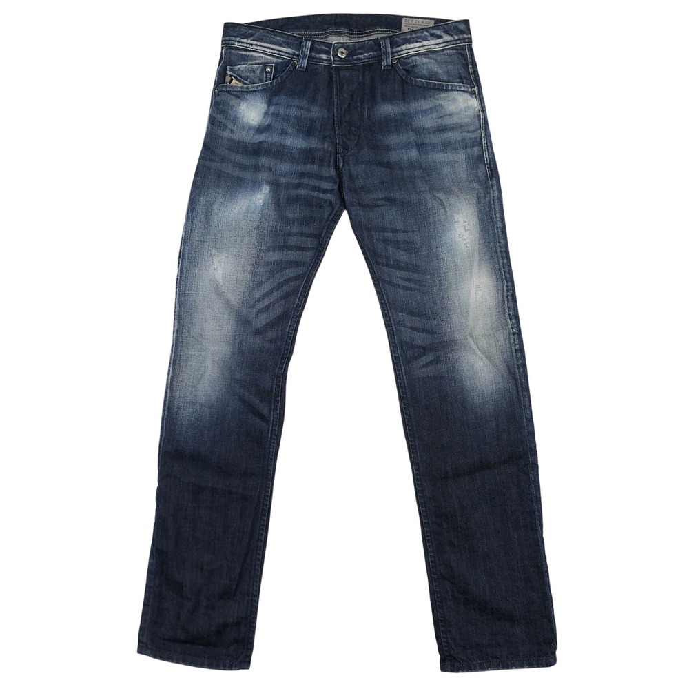 Diesel Darron Jeans Mens 34 x33 Regular Slim Tapered Wash Distressed Indigo